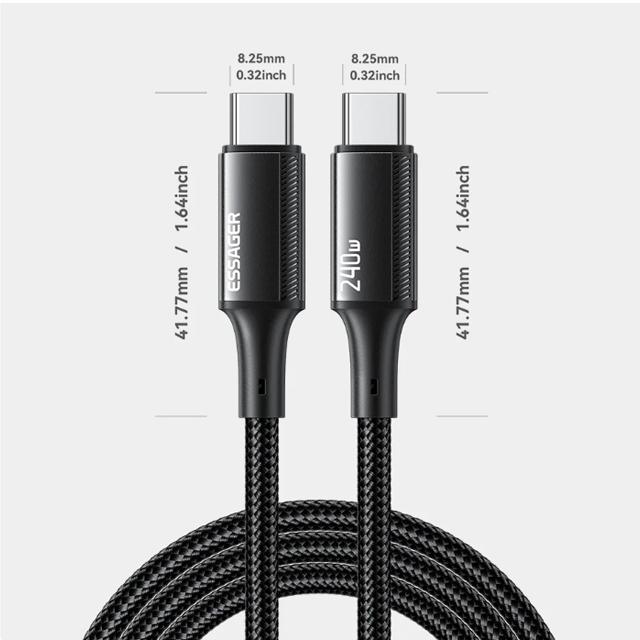 Essager 240W USB Type C Cable for iPhone 15 Pro Max PD3.1 Super Fast Charging Type C Cable 5A for Xiaomi Macbook Pro iPad Laptop