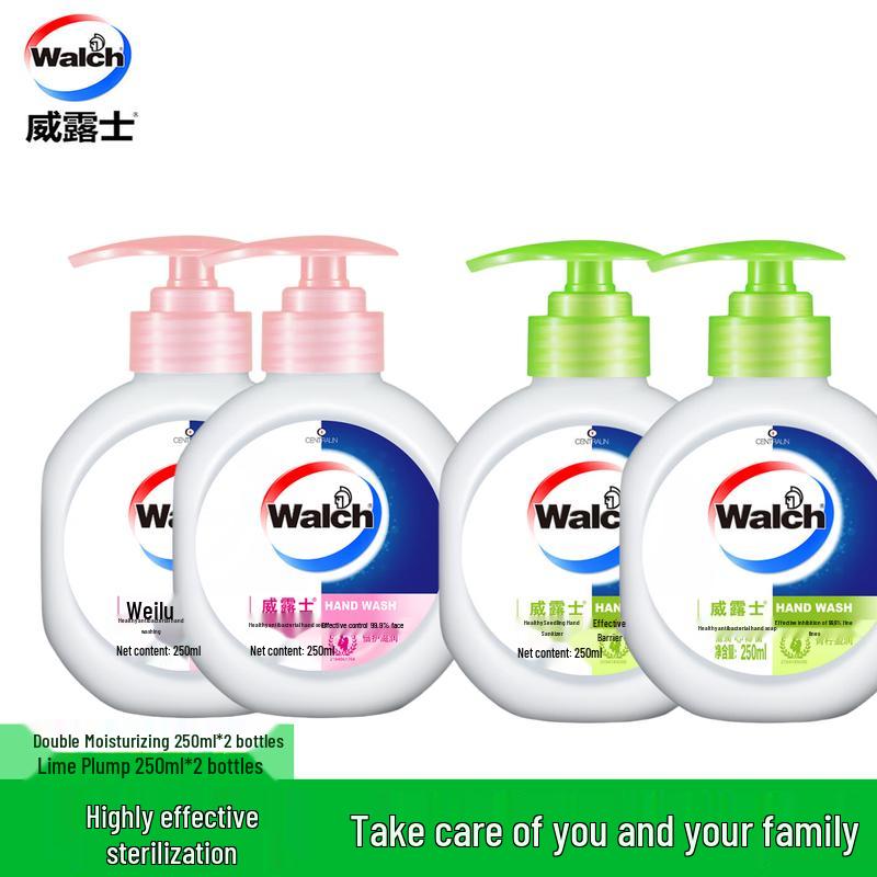 Walch Foam Antibacterial Hand Soap 4-Bottle Set (Moisturizing & Lime)