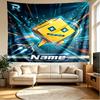Custom Name Personalized Geometry Dash Print Tapestry, Wall Art Decor, Bedroom, Dorm, Apartment, LivingRoom, Party Backdrop, Gift for Birthday