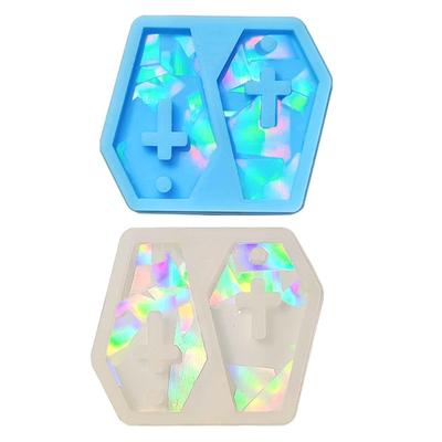 Licht und Schatten Schlüsselanhänger Anhänger Silikonformen Sechseckiges Kreuz Holographische Ohrringe Form DIY Ornamente Form Dekor