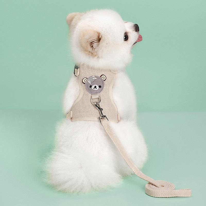 Adjustable Cartoon Bear Pet Harness & Leash for Dogs and Cats