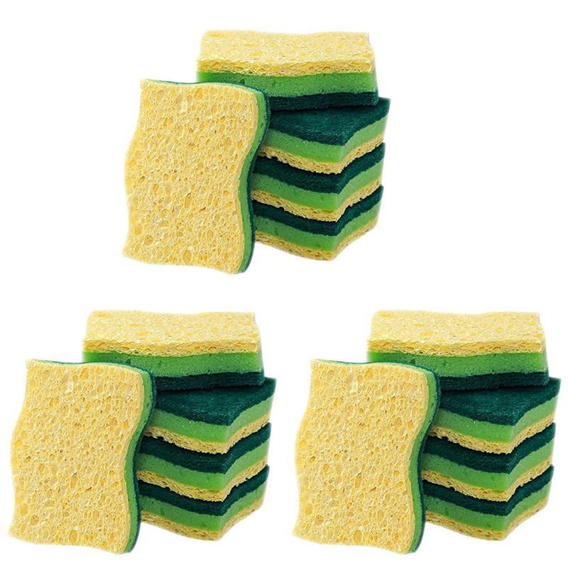 ABBY-Non-Scratch Cellulose Household Kitchen Sponges, Dishes Sponge 15 Packages ,Multi-Use Dish Scrubber Sponge For Household