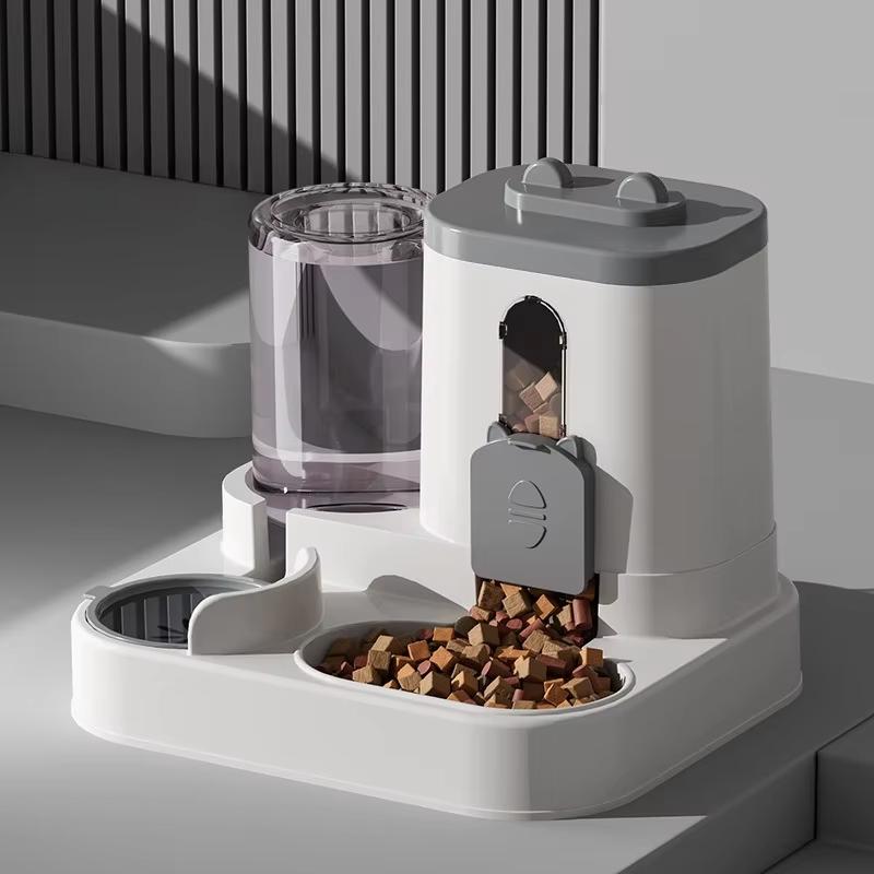 Large Capacity 2-in-1 Automatic Cat Food and Water Dispenser Dry/Wet Separation Durable Plastic Transparent Design Accessories