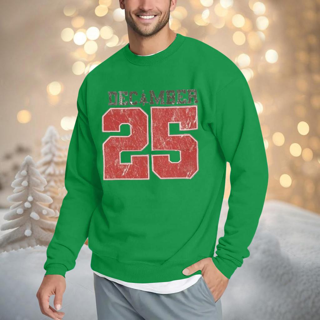 Christmas Print Loose Fit Round Neck Sweatshirt For Men