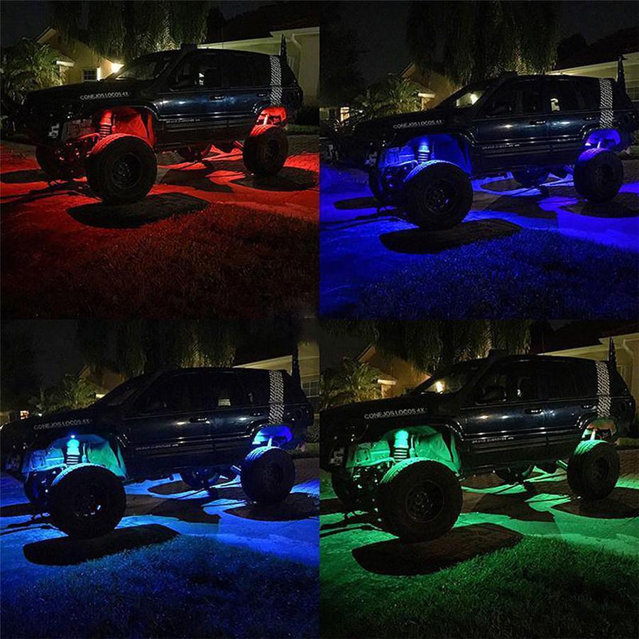 8PCS Underbody RGB LED Neon Light Atmosphere Bluetooth App Dual Remote Control