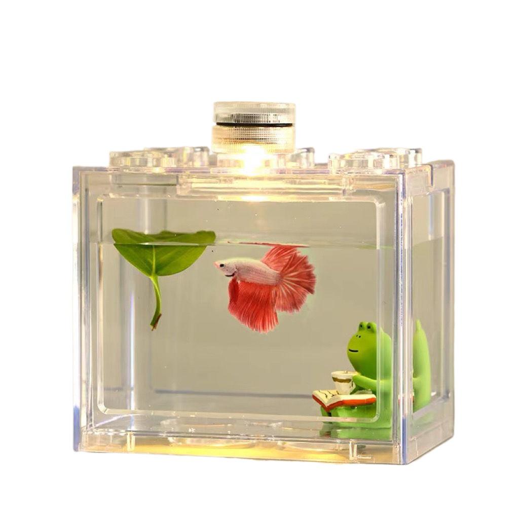 Creative Douyu Small Desktop Fish Tank with Light and Acrylic Aquascaping