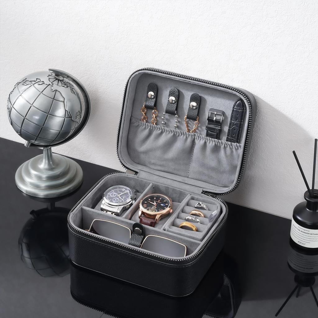 Custodia per Orologi da Viaggio ProCase, Contiene 2 Orologi, Porta Gioielli da Uomo, Portatile, Ideale per Viaggi di Lavoro, Pelle PU, Scatola Gioielli da Uomo, Accessorio