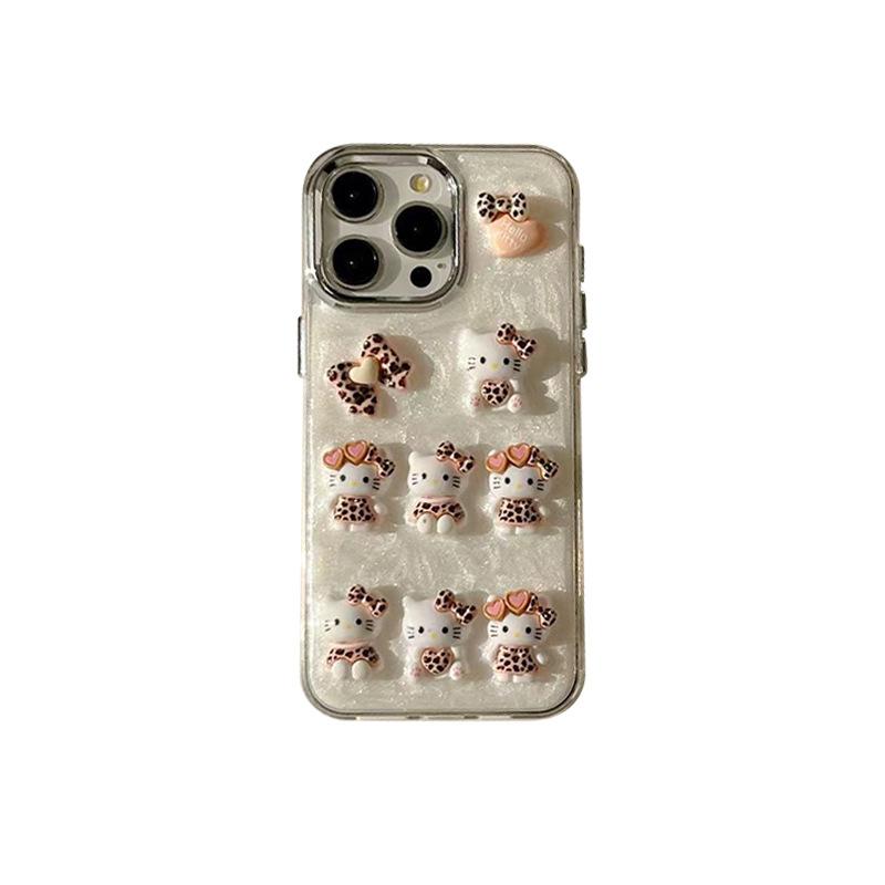 Epoxy Glitter Cartoon Kt Cat Mobile Phone Case For Iphone17Promax Cute Apple 16 Girl Heart 15 Soft