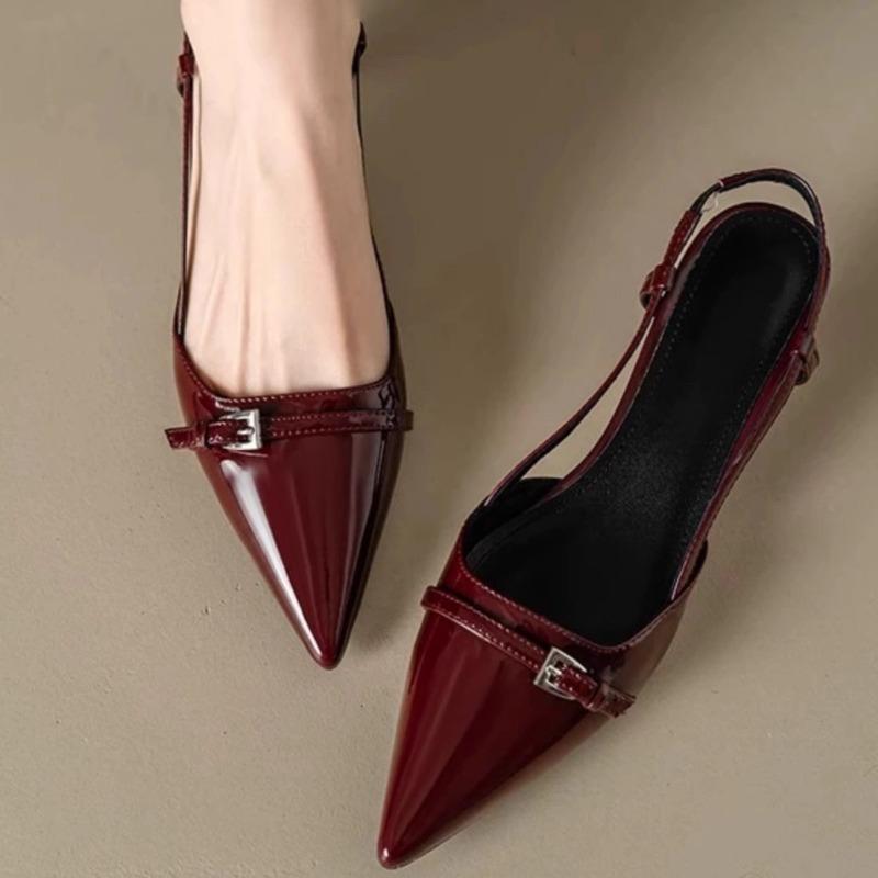 Fashion 2025 Pointed Toe Sexy Mid Heels Party Shoes Women Slingback Sandals Designer Summer Brand Pumps Casual Shoes Dress Slippers