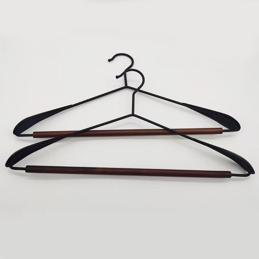 3PCS Thickened Ironwork Clothes Hanger Light Luxury Seamless Construction Beech Wood Hanger Vintage Wooden Wide Shoulder Hanger