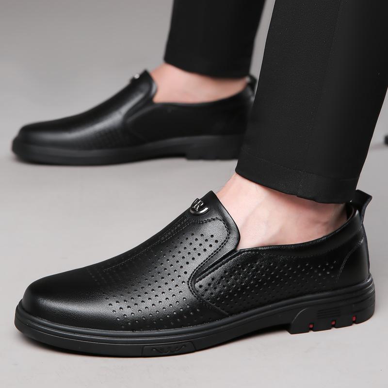 Fashion 2024 New Genuine Leather Men Leather Shoes Fashion Casual Hollow Out Sandals Male Designer Non-slip Soft Bottom Shoes for Men