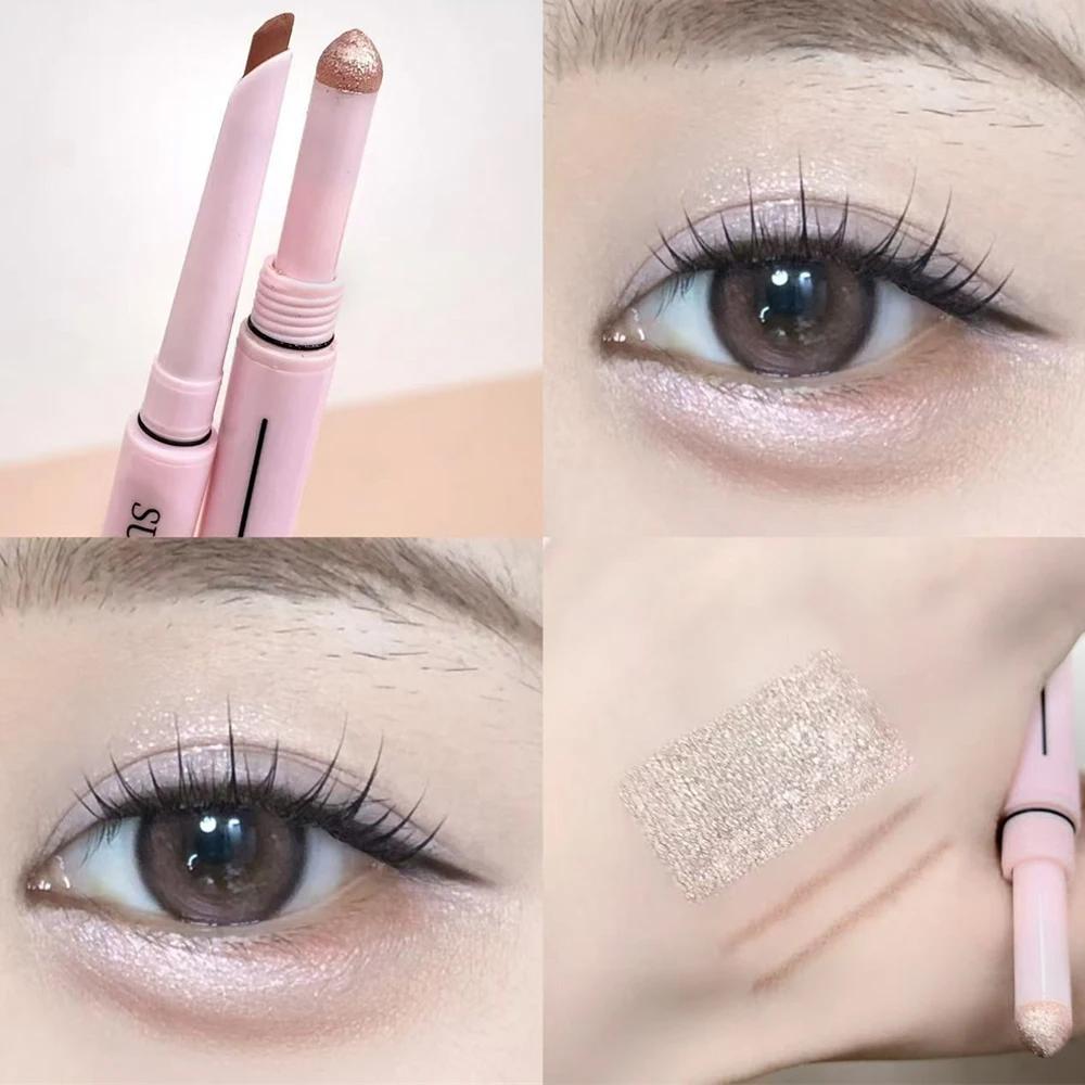 2 In 1 Glitter Matte Aegyosal Pen Brightening Highlight & Shadow Stick Dual End Eye Makeup Lying Silkworm Eyeliner Gel Pencil