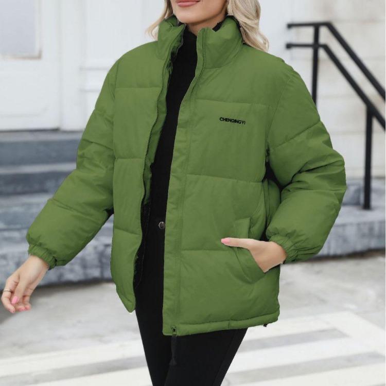 Women Winter Warm Down Jacket Casual Fashion Stand Collar Zipper Up Soft Comfortable Thicken Loose Short Puffer Coat Female Outwear