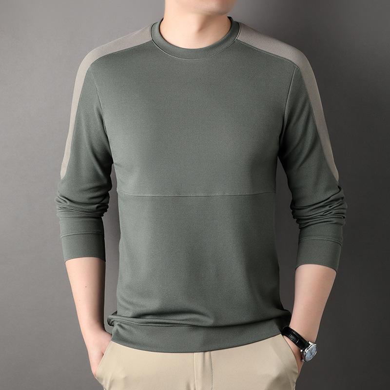 

Новые мужские толстовки на весну и осень, с круглым вырезом зеленого цвета, футболки с цветными блоками и длинными рукавами, мужские повседневные топы XXXXL