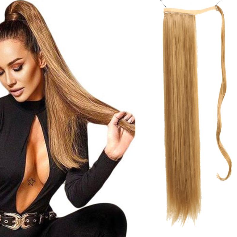 Magic stick ponytail synthetic wig long straight ponytail wig female wig heat-resistant for daily gatherings