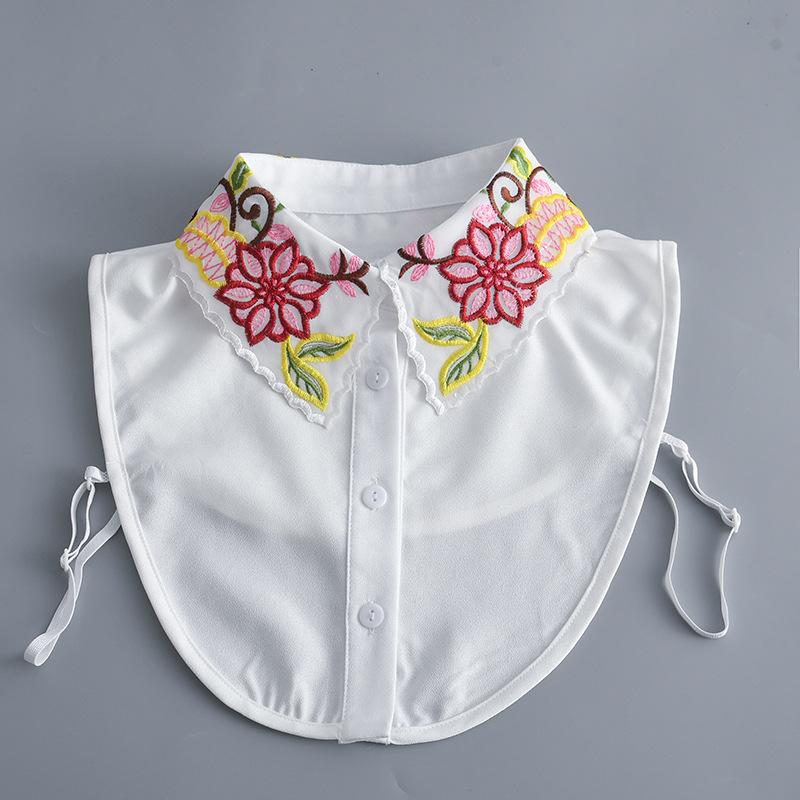 Women Embroidery Lace Detachable Lapel Fake Collar Shirt White Ruffles False Collar Woman Removable False Blouse Nep Kraagie