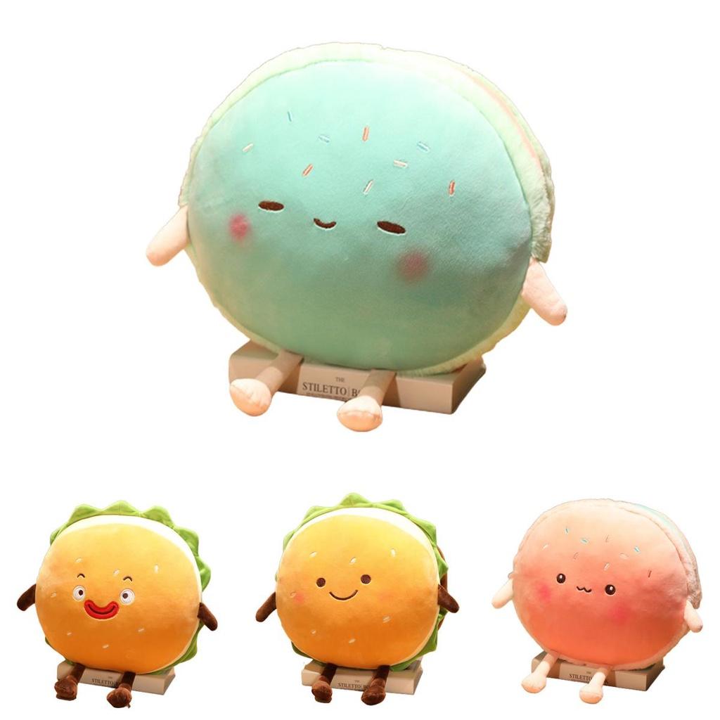 Cartoon Hamburger Plush Cushion With Short Plush Material For Home Decor And Comfort
