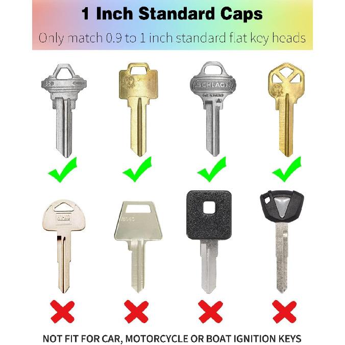 Vibit 80 Pack Key Caps Covers 1 Inch Standard & 0.95 Inch Round Key Caps Set 2 Styles Key Head Protectors for Small Regular Round Flat House Keys
