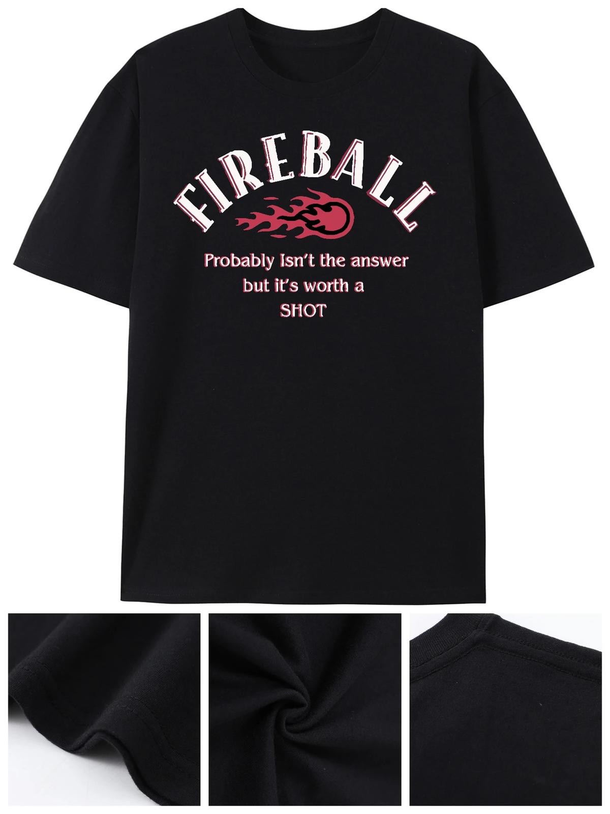 Men s Retro Fireball Graphic T-Shirt - 100% Cotton, Soft & Breathable with XXXL