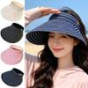 Folding Headband Sun Visor Hat Wide Brim Bucket Hat Trendy Women's Stripe Sun Hat  Summer Outdoor