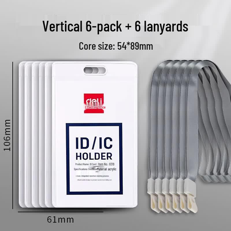 Deli 8319 Acrylic ID Card Holder with Lanyard