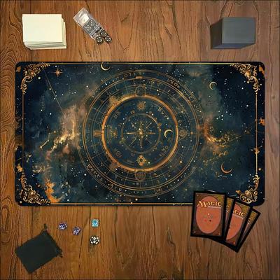 Dark Space Nebula Zodiac Celestial Pattern Large Game Playmat Non Slip Rubber Card Mat For Tabletop Board Gaming Sessions