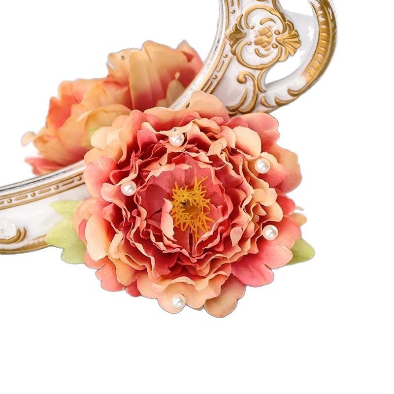 Peony flower, Hanfu headgear hairpin antique silk flower fresh jewelry accessories flower hair accessories headgear clip