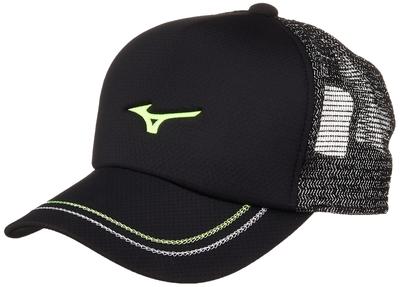 Mizuno Tennis for Club Activities and Practice Cap, 62JW8001, Black/Lime, 56.0-60.0 Cm, Unisex,