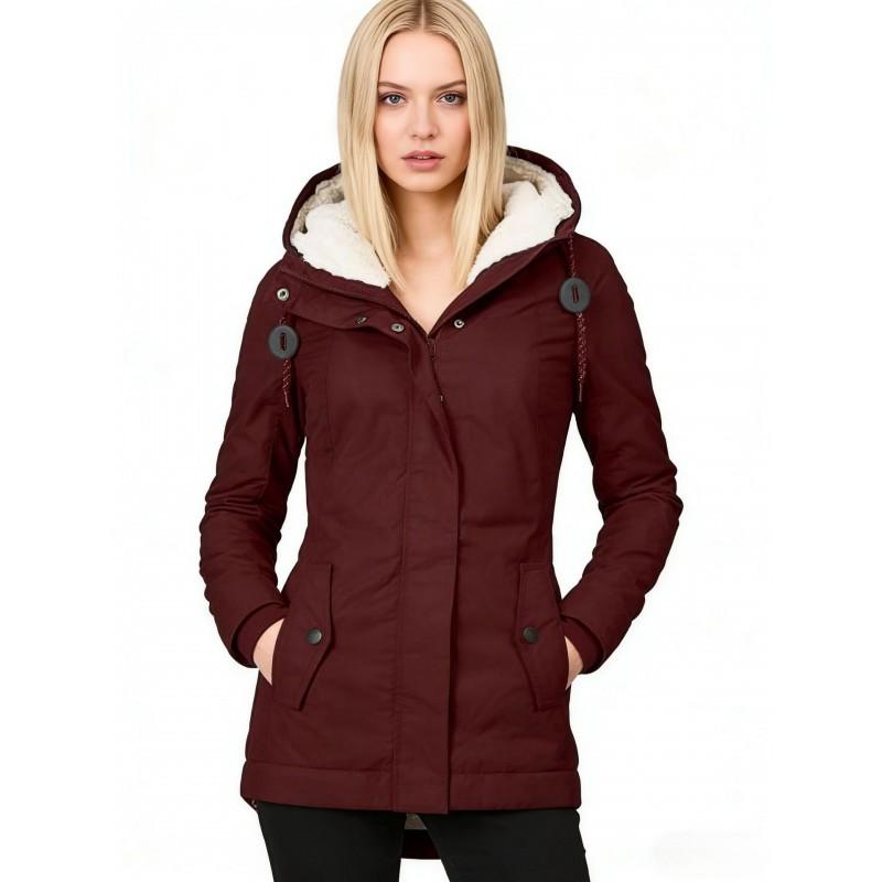 Womens Warm Mid-Length Hooded Cotton Blend Coat Winter Commute Office Wear