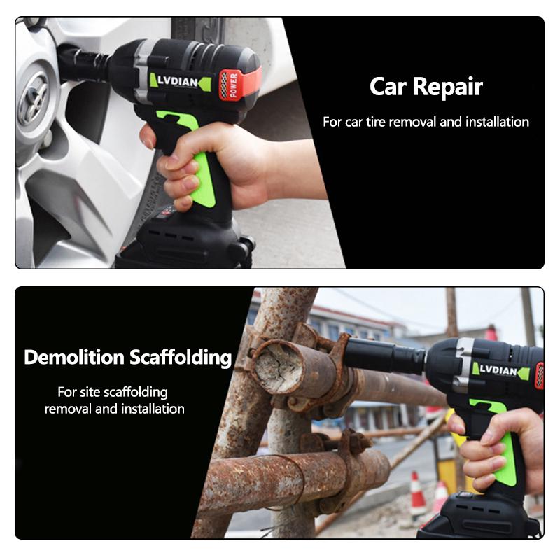 Buy 98V 320Nm Impact Drill Cordless Wrench Drill Gun Set Electric Drill