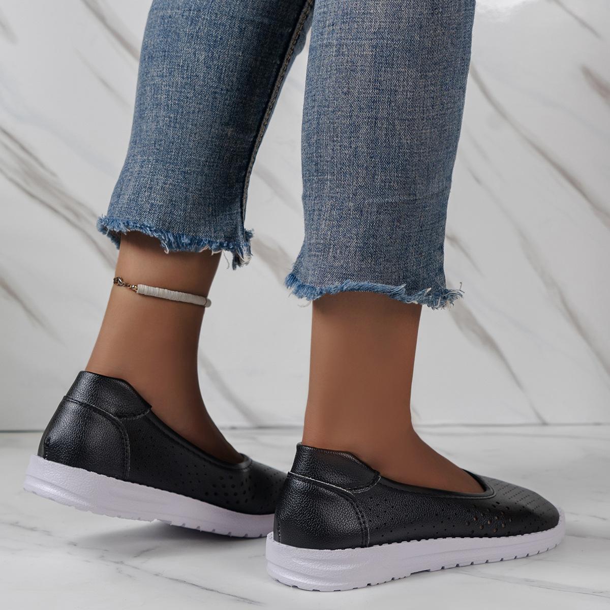 2024 Hollows Round Head Shallow Mouth Loafers Дышащие кроссовки Модные туфли на плоской — фото 6