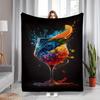 Fruitcolored Wine Glasses Flannel Printed Blanket Suitable for All Seasons Suitable for Living Room Office Sofa and Travel