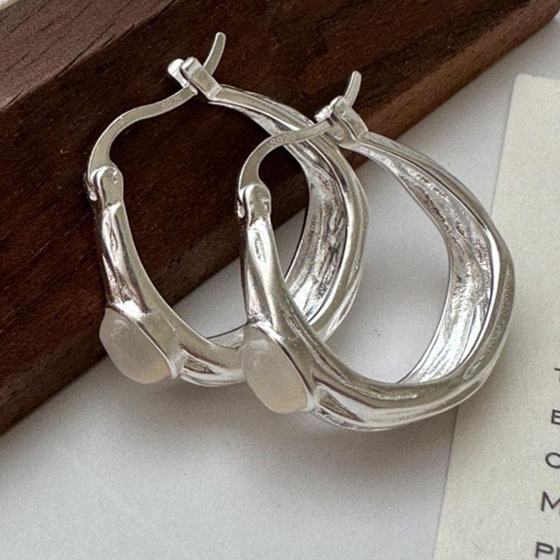 

925 Sterling Silver Vintage Earrings For Women Trendy Simple Black CZ Circle Earring Jewelry Prevent Allergy Party Accessories