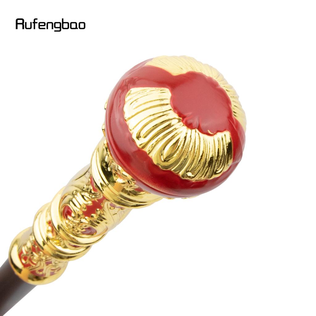 Golden Red Luxury Round Handle Fashion Stick for Party Decorative Walking Cane Elegant Crosier Knob Walking Stick 93cm