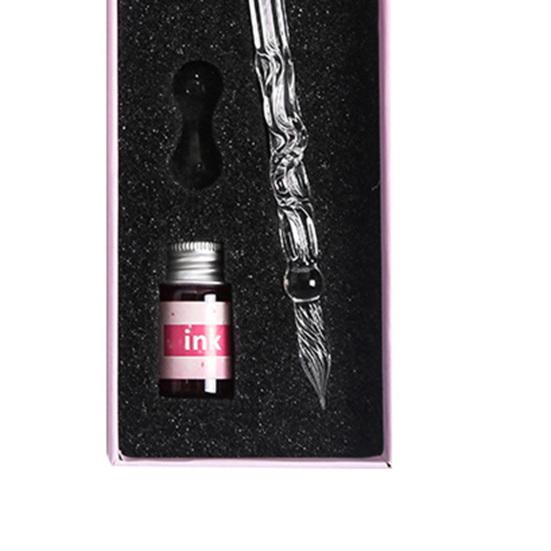 1 Set di penne da scrittura con design floreale, penna portatile in vetro e cristallo, ideale come regalo per studenti.