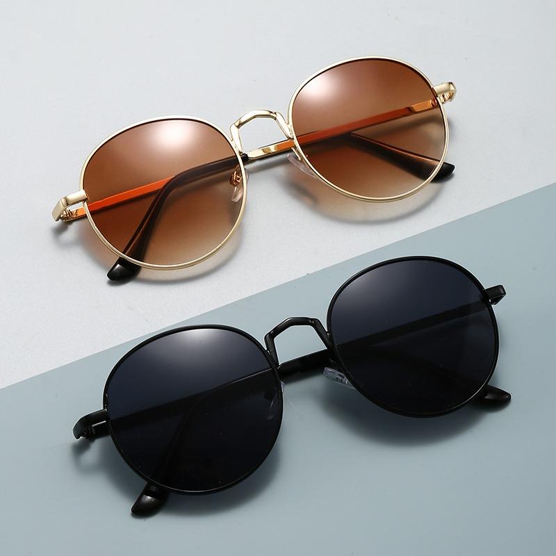 Latest Vintage Round Compact Frames Sunglasses Metal High-end Men's and Women's Shades Stylish Trend Glasses UV400 Eyewear
