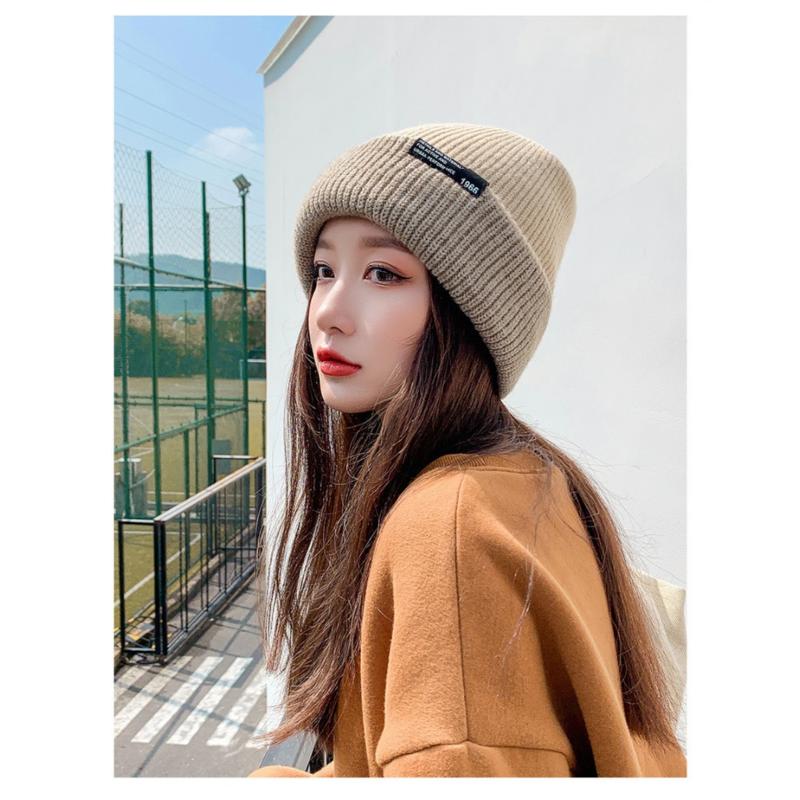 Unisex Herbst Winter Strickmütze Weiche Verdickte Wollmütze Doppelseitiger Ohrenschutz Beanies Mütze Damen Herren