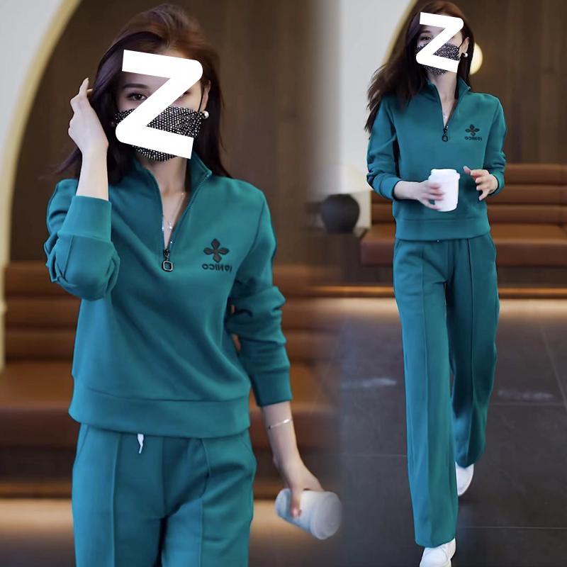 Casual Sportswear Straight-leg Pants Suit for Women, Autumn Sweatshirt Two-piece Set, Fashionable, Age-reducing, Loose and Slimming