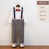 School Boys Suspender Trousers Formal Suit Shirt Bow Tie Kids Wedding Ring Bearer Piano Recital Birthday Photoshoot Gentleman Outfit for Boys 3-12Y