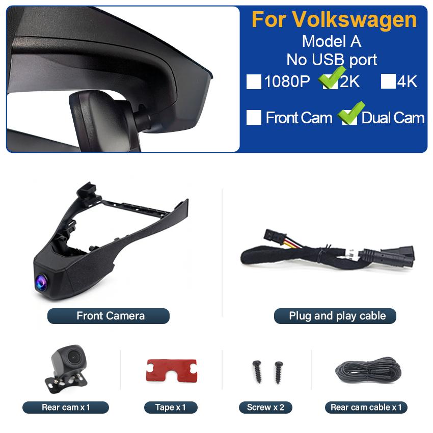 Plug and play DashCam For Volkswagen VW id4 id6 id5 ID.4 ID.5 ID.6 id 4 5 6 Dash Cam Camera UHD Car Dvr Recorder Easy Install