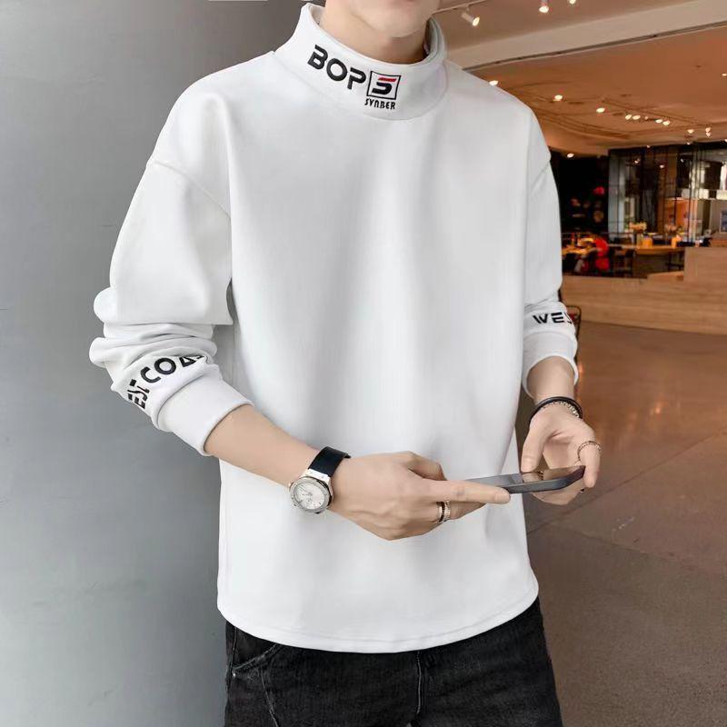 Pánská zimní mikina s polovičním rolákem a plus sametem - Hřejivá, volného střihu, trendy s dlouhým rukávem pro teenagery