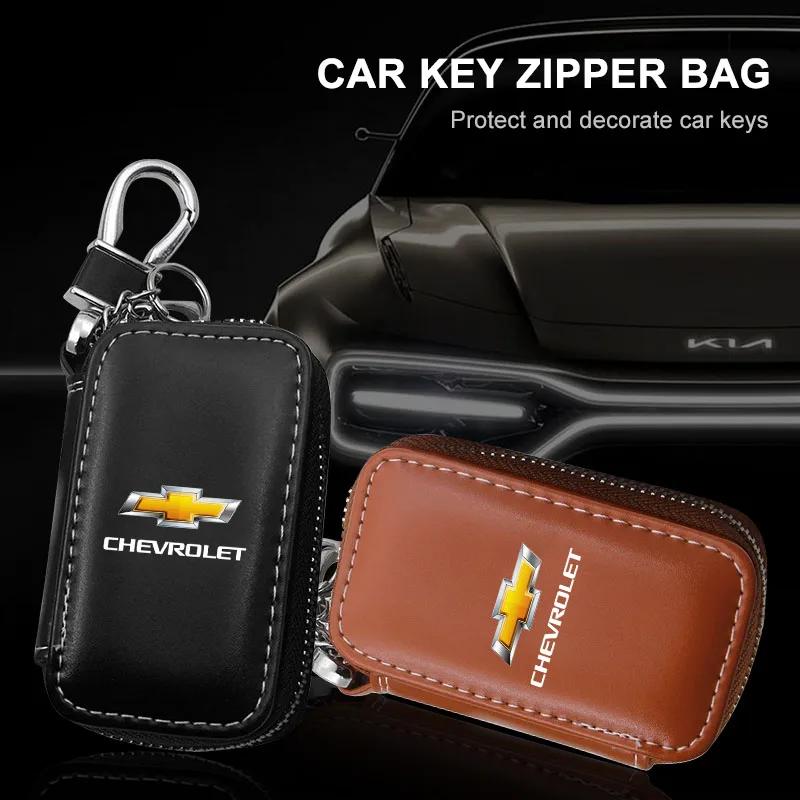 Leather Car Key Holder Car Keychain Bag Organizer Car Key Case for Chevrolet Cruze Equinox Sail Aveo Captiva Trax Car Stickers LB5