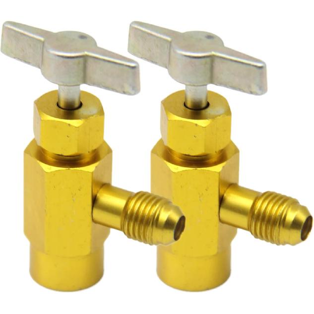 2Pack R134A Self-Sealing Can Tap Valve Refrigerant Dispenser Tool Bottle Opener, with 1/2" Female Right Hand Thread, 1/4" SAE Male Connector T Handle