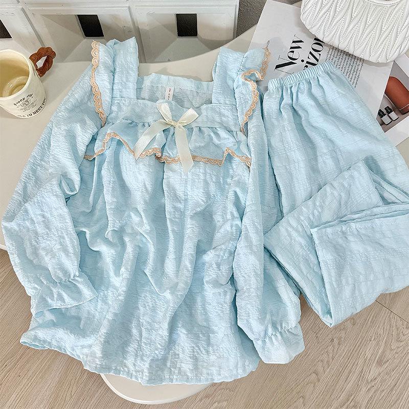 Damen Süße Wolkenbaumwolle Pyjama Set - Langarm & Hose für Frühling und Herbst