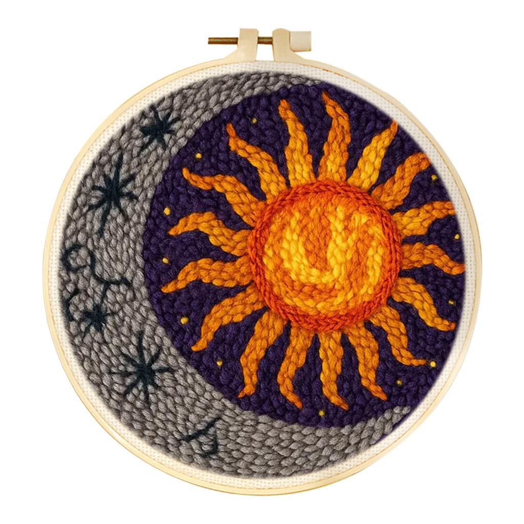 DIY Punch Needle Embroidery Kit with Yarn Landscape Pattern Starter Kit Magic Tufting Set Poking Cross Stitch Tools For Knitting