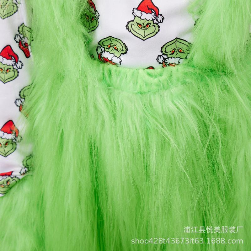 Nouveau costume de Noël Costume de Grinch aux cheveux verts pour enfants