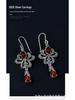 Ethnic Style Red Garnet Dangle Earrings, Sterling Silver s925, European & American Versatile Jewelry
