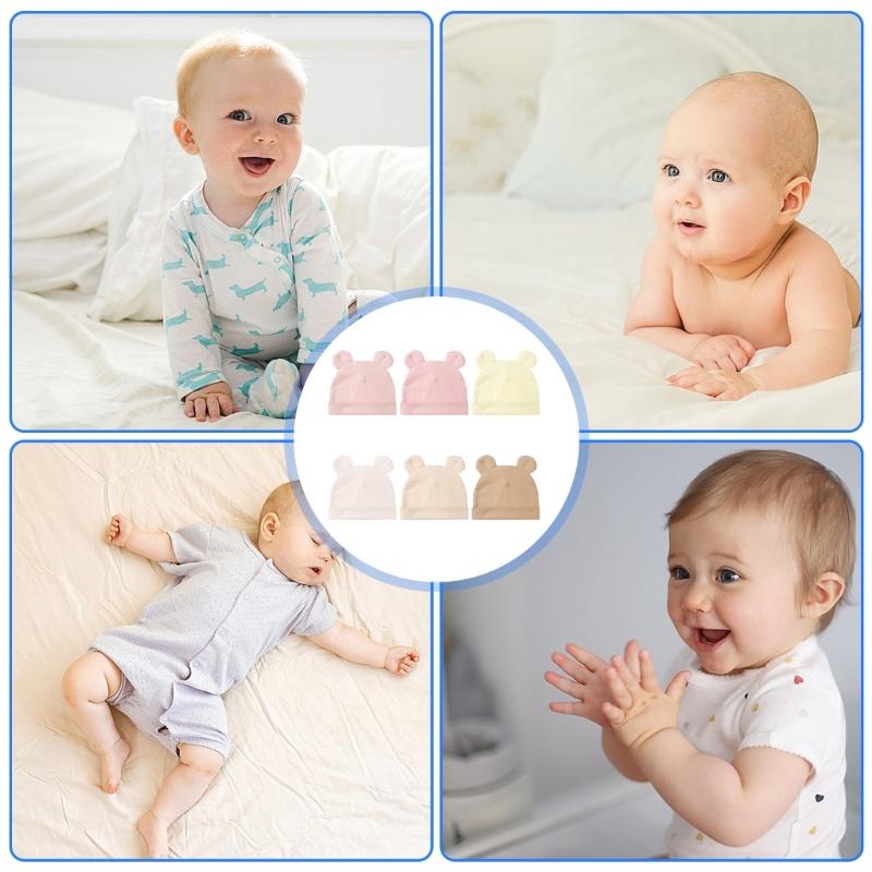 6pcs Infant Beanies Hats Breathable Cotton Spring Hat Newborn Hospital Hat Suitable for Newborns Aged 0 To 2 Months