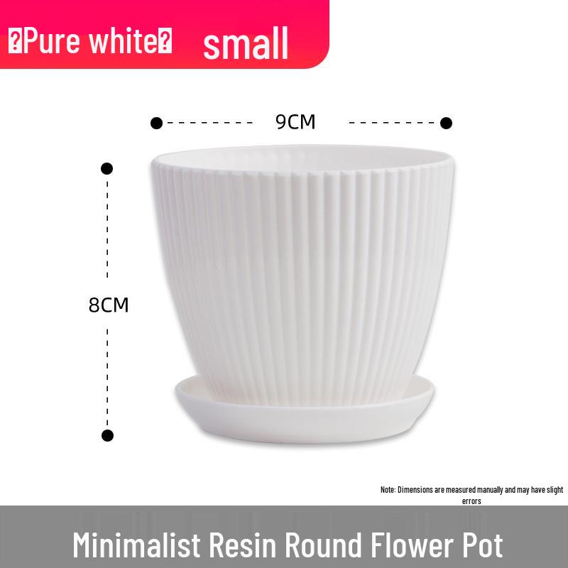 Small Vertical Stripe Resin Succulent Pot - Echeveria Non-Ceramic Planter for Home or Balcony