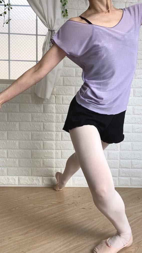 Ballet Specialty Store Mignon Ballet Tops Short Sleeve French Sleeve Made In Japan Lavender Top with Beautiful Drape Lines for a Soft Look T-Shirt